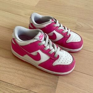 Nike Dunk Low Sneakers White/Pink/Laser Fuchsia - GOOD CONDITION! 8c Toddler